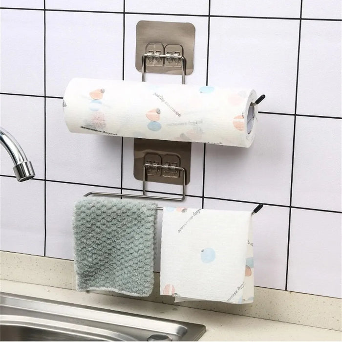 Portarrollos autoadhesivo para cocina y baño - Paquete de 2 para toallas de papel y rollos de papel higiénico