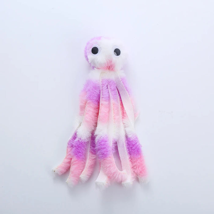 Lindo juguete de peluche de pulpo para gatos, juguete para mascotas interactivo y resistente a masticar