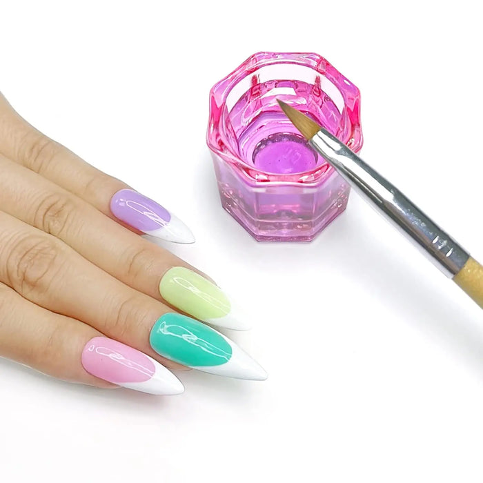 Set mit 2 eleganten Dappenschalen aus Glas für Acrylnägel – rosa und blaue Nagelmonomerschalen