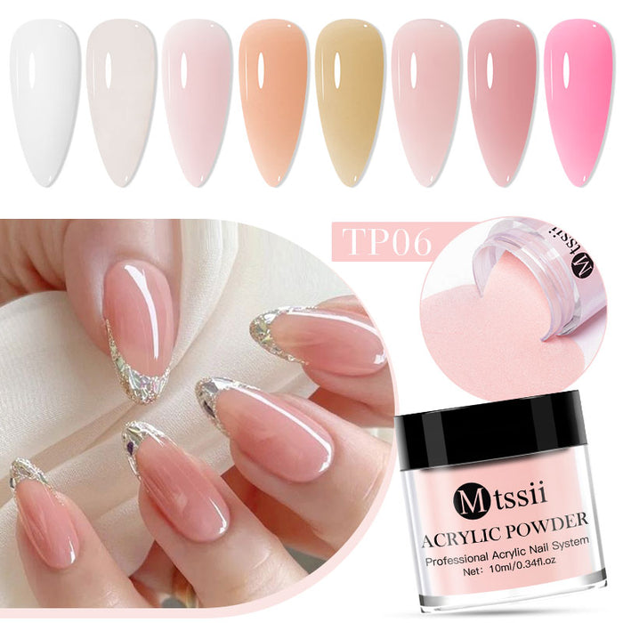 Mtssii 10g Poudre Acrylique Rose Clair Blanc - Polymère Professionnel pour Extension d'Ongles sans Traitement de Lampe - Accessoires pour Ongles