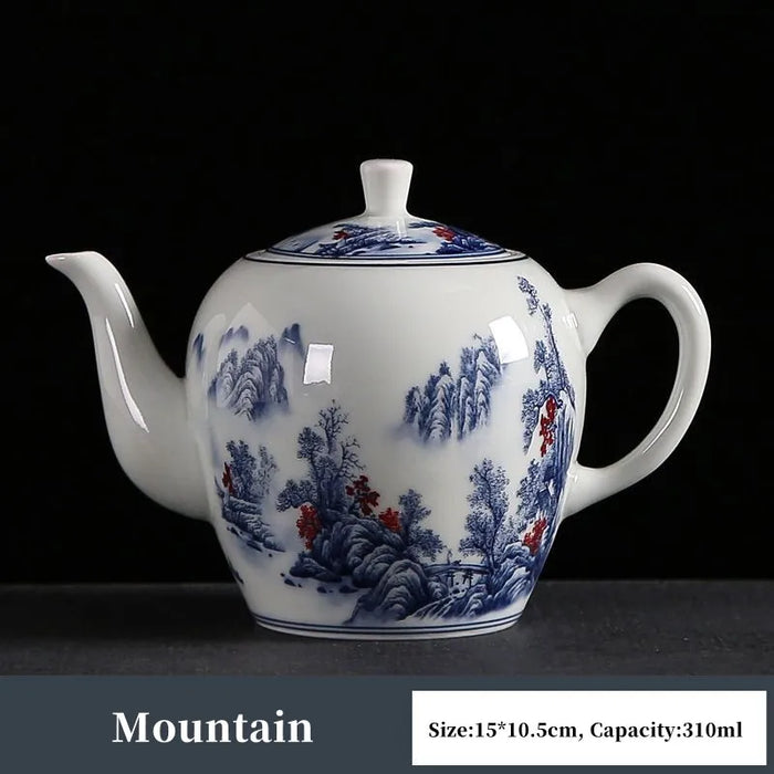 Tetera elegante de estilo chino, juego de té de cerámica, hermosa tetera, vajilla de porcelana azul y blanca, 310ml