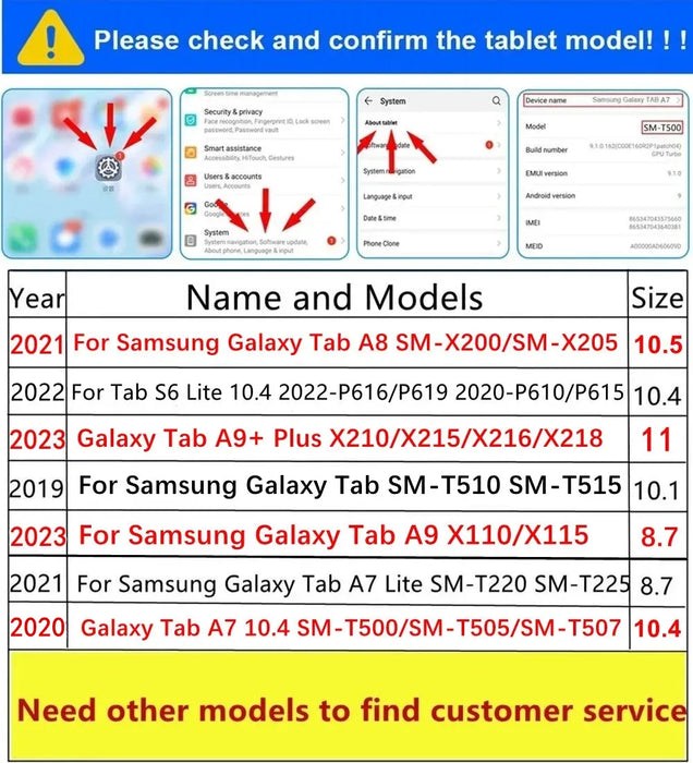 Coque de protection pour Samsung Galaxy Tab A7 10.4 SM-T500, A8 10.5 2021, S6 Lite 2022 et T220 - Conception antichoc et étanche