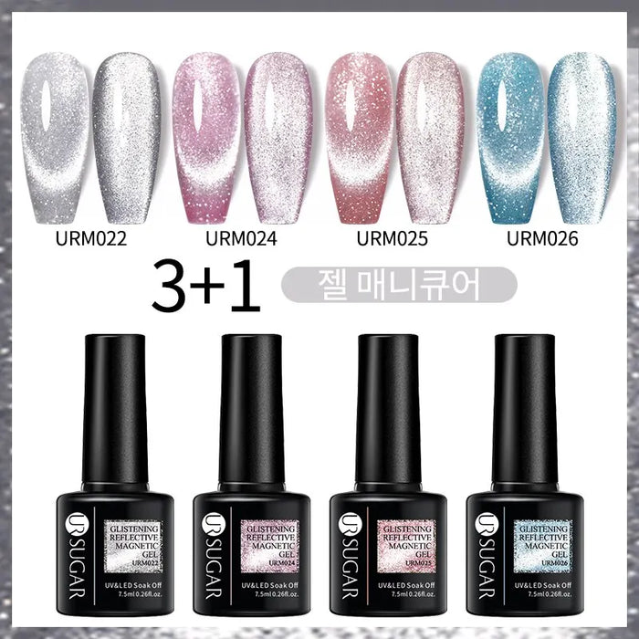 Azúcar UR-esmalte de uñas en Gel magnético reflectante, 7,5 ml, láser, plateado, rosa, Gel magnético, barniz para manicura de uñas LED UV