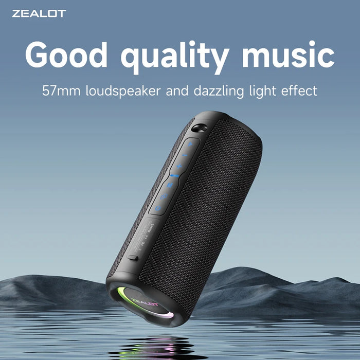 ZEALOT-S49PRO Altavoz Bluetooth portátil 20W IPX6 Caja de sonido potente a prueba de agua con refuerzo de graves y emparejamiento dual para estéreo inalámbrico verdadero