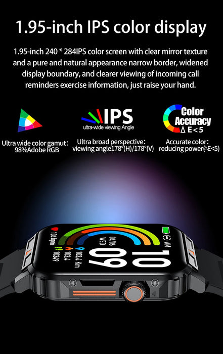 LIGE Smartwatch con Pantalla de 1,95 Pulgadas - Monitoreo de Salud, Reloj Deportivo y Fitness Impermeable IP68 para Hombres y Mujeres