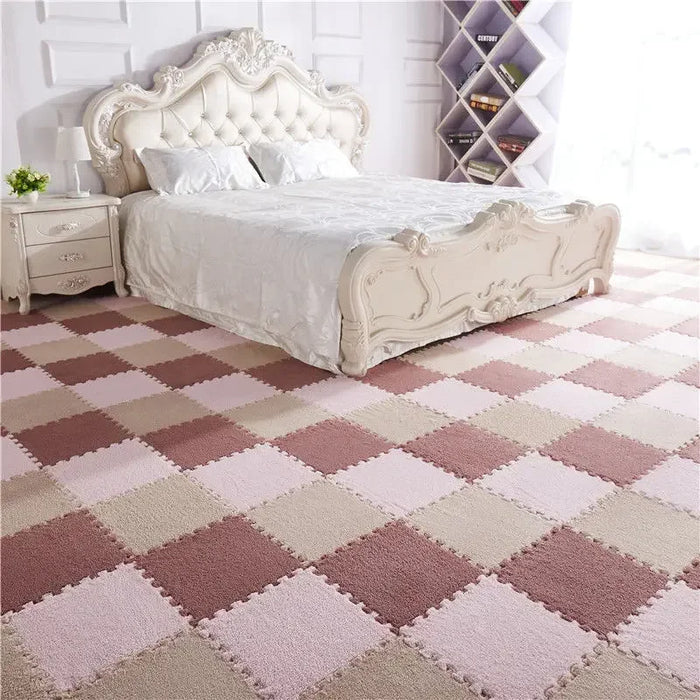 Tapis patchwork doux 30x30 cm - Intérieur élégant de chambre et de salon