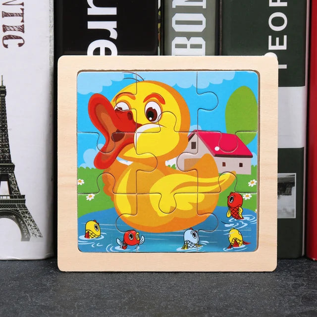 Puzzle en bois coloré 3 pièces avec animaux pour les tout-petits – Apprentissage et divertissement pour les 3 à 7 ans