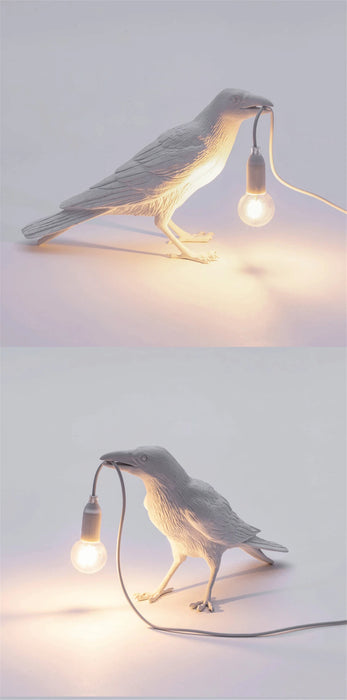 Lámpara de mesa nórdica Lucky Bird - Iluminación creativa de animales de resina para dormitorio y sala de estar