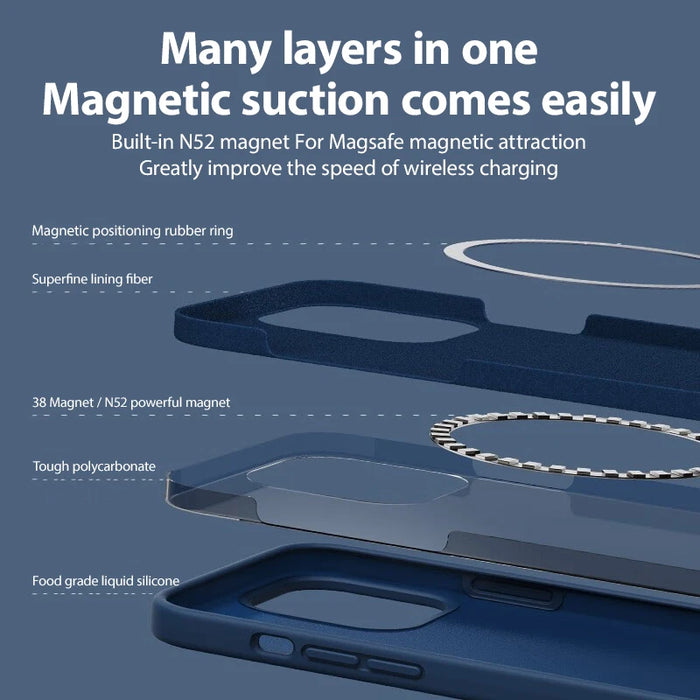 Magnetic Silicone Case for Magsafe Wireless Charging for iPhone 15 14 13 12 Pro Max Plus - Soft and Shockproof Phone Accessory