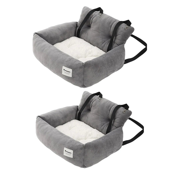 Asiento para perro, coche, SUV, cama para cachorro con correa fija, Base antideslizante desmontable multifuncional, lavable, portátil, gris para viajar