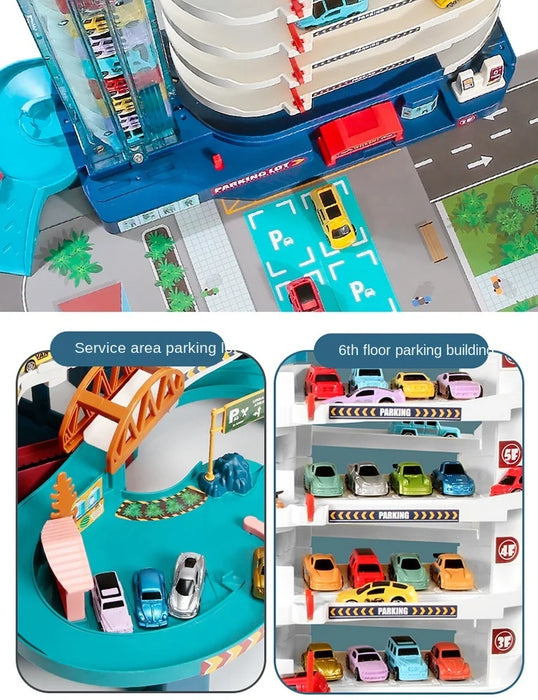 Parking électrique de Construction de dinosaures avec piste de course pour enfants, jouets de Train mécaniques interactifs