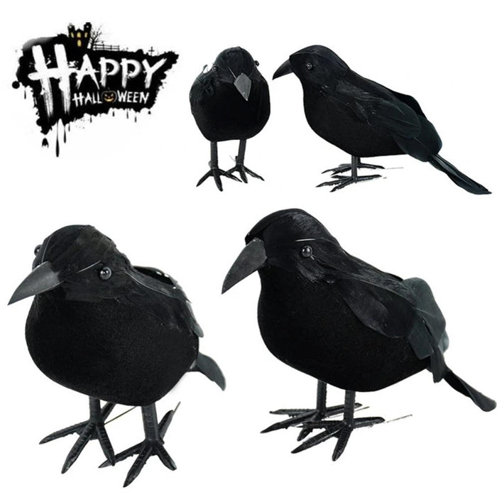 Décoration d'Halloween Simulation Black Crow - Accessoires d'oiseaux effrayants pour les festivités