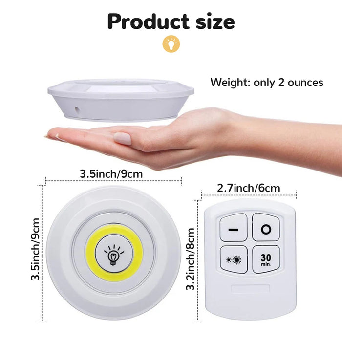 Lampe d'armoire LED COB 3 W à intensité variable avec télécommande sans fil – Parfait pour l'éclairage de garde-robe, dressing et salle de bain.