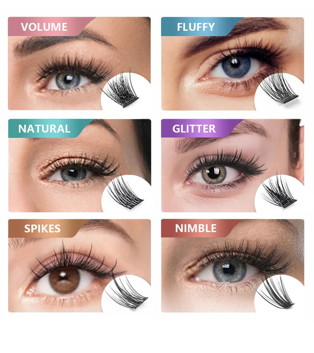 MASSCAKU DIY Cluster-Wimpernverlängerung, segmentierte falsche Wimpernbündel, 72 Volumen, natürliche russische Faux-Nerz-Make-up-Wimpern