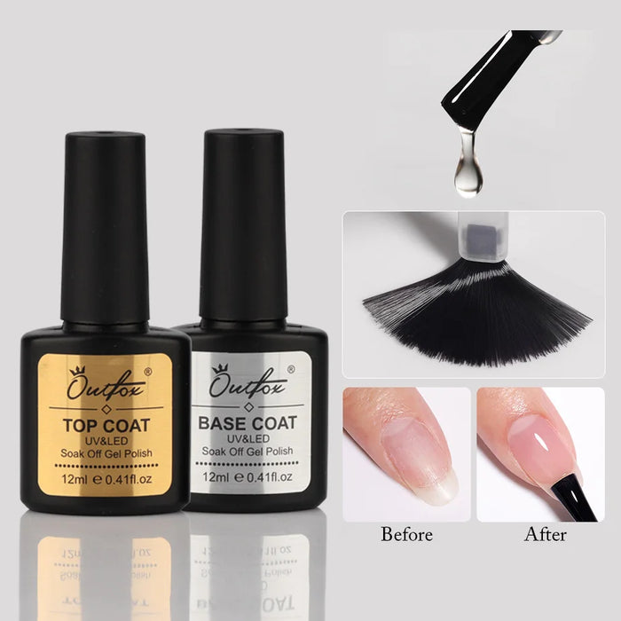 Esmalte de gel UV Soak Off de 12 ml: capa superior y base con acabado brillante y mate, sin limpiar, perfecto para manicura y uñas semipermanentes