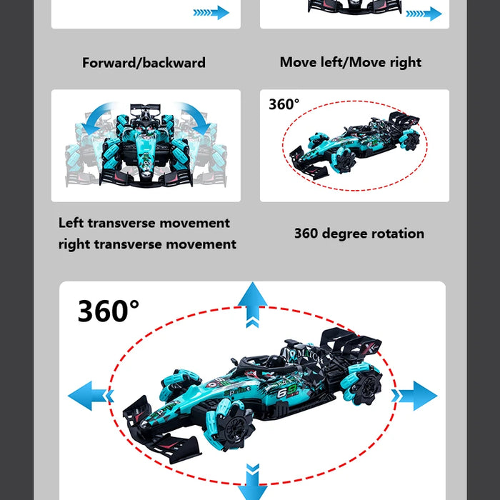 ZWN F1 RC Voiture à la Dérive avec Musique et Lumières LED, Radiocommande de Gestes de la Main 2,4 G, Voiture de Cascade 4WD Jouet électrique pour Enfants