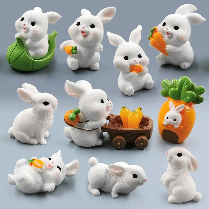 Linda figura de conejito de Pascua para miniaturas de bricolaje: encantadora decoración para el hogar y el jardín, estilo kawaii para jardines de hadas y habitaciones infantiles