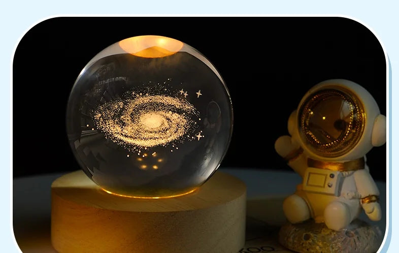 3D-Kristallkugel, kreativer Planet, Galaxie, Glaskugel, Mond, Kristallkugel für Heimdekoration und Geschenke