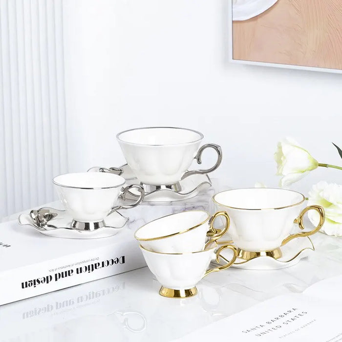 Tasses à café en porcelaine tendre avec soucoupes de style nordique, ensemble en céramique décoré de papillons pour boissons