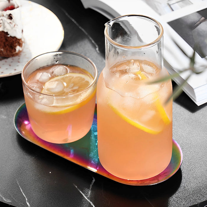 Ensemble de bouteilles d'eau en verre 550ML/600ML, avec carafe à eau en verre et dessous de verre pour le lait, les boissons et le thé