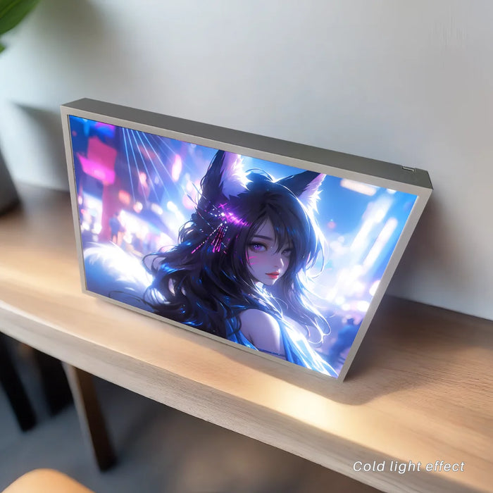 Lampe LED avec personnage de jeu d'anime Fox Girl avec art néon, éclairage d'ambiance HD pour salle de jeux, décoration de table USB à intensité variable et cadeau