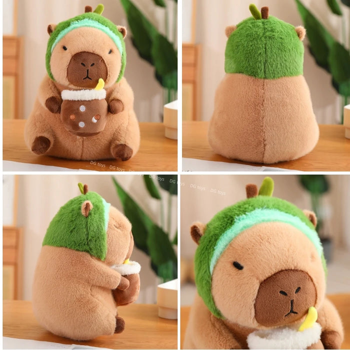 Sombrero de fresa Capybara, juguete de peluche, mochila de tortuga de simulación, Animal de peluche de Capybara, colgante de tamaño pequeño