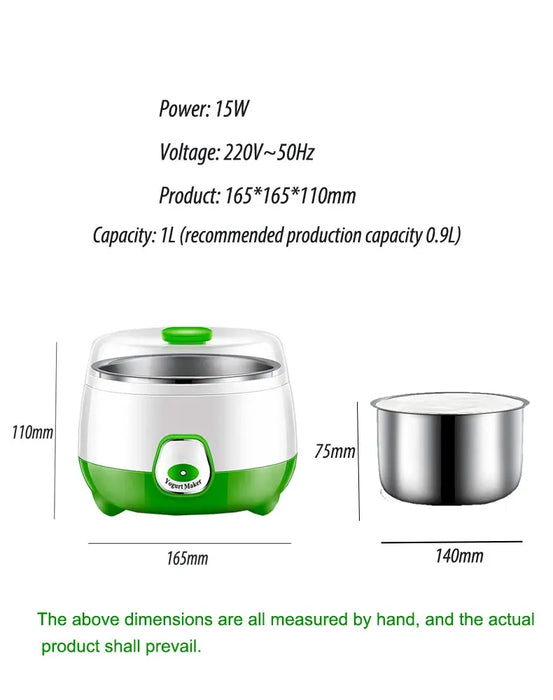 Mini-Joghurtmaschine, automatisches hausgemachtes Joghurt-Werkzeug aus Edelstahl, Küchena-Geräte