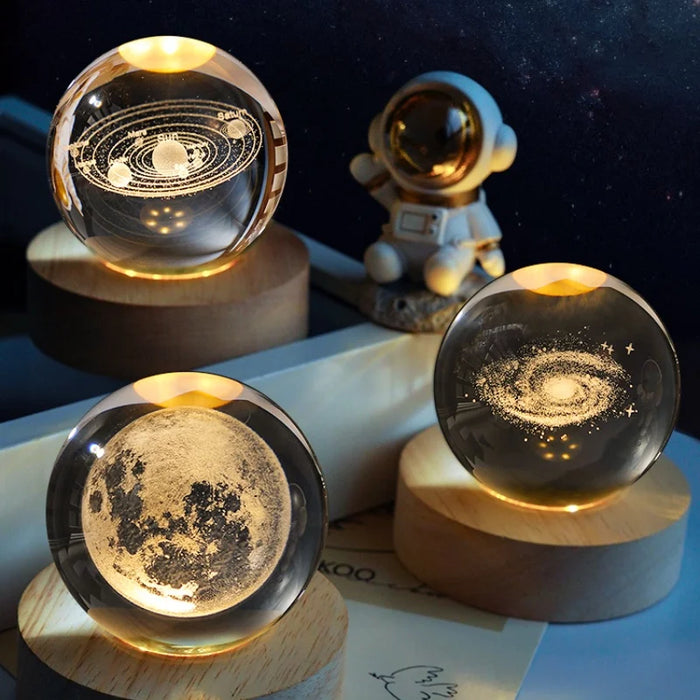 3D-Kristallkugel, kreativer Planet, Galaxie, Glaskugel, Mond, Kristallkugel für Heimdekoration und Geschenke