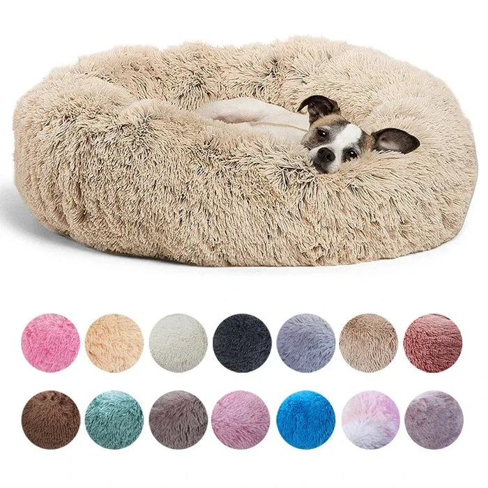 Acogedora cama redonda para mascotas: cama larga de felpa ultra suave para inviernos fríos (40-90 cm)