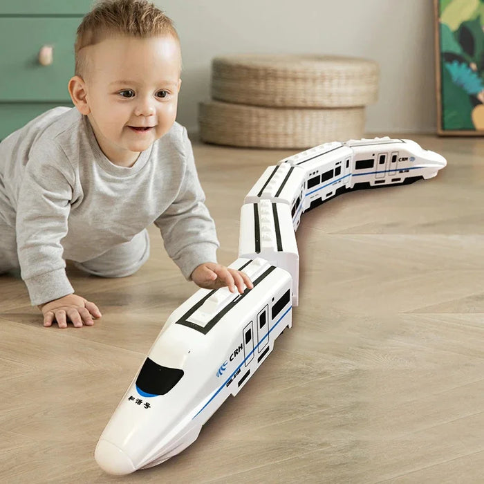 Juguete de tren ferroviario de alta velocidad de simulación DIY para niños con sonido y luz: modelo educativo para niños y niñas, regalo perfecto