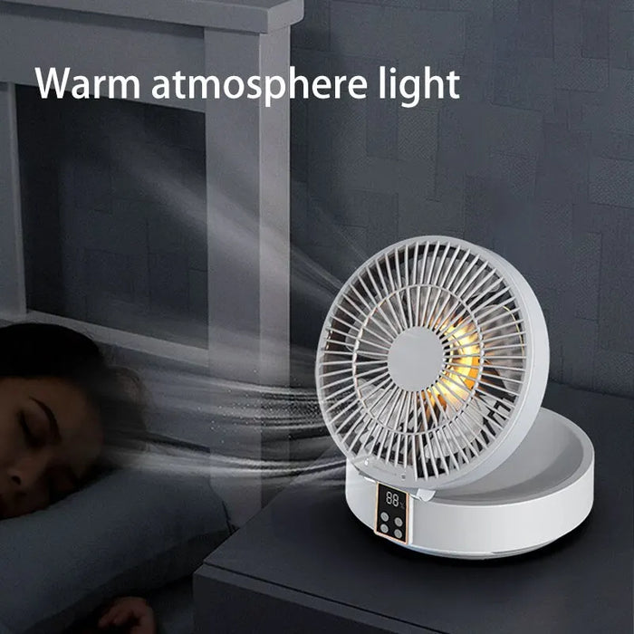 Ventilateur mural Portable avec télécommande et veilleuse, ventilateur électrique pliant USB Rechargeable et refroidisseur d'air pour la maison