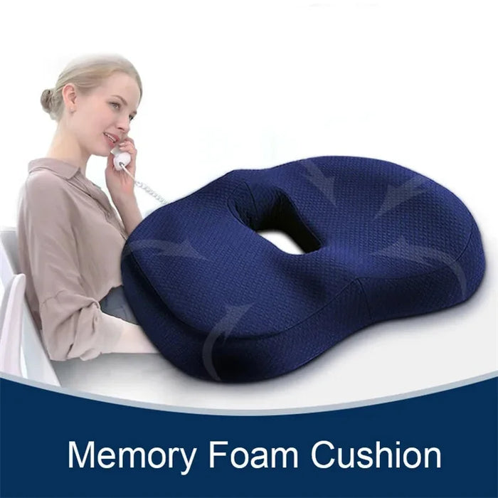 Coussin de siège ergonomique en mousse à mémoire de forme avec antidérapant pour chaises de bureau – Soulagement confortable de la douleur au coccyx avec housse en maille ventilée JAF017