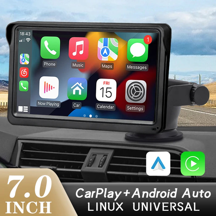 B5300 7 Zoll CarPlay Android Auto Autoradio Multimedia Video Player Tragbarer Touchscreen mit USB AUX für Rückfahrkamera