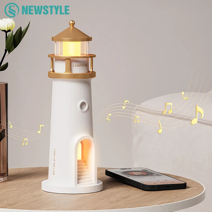 Veilleuses phare au clair de lune avec capteur de mouvement et musique Bluetooth pour cadeaux de Noël et d'anniversaire