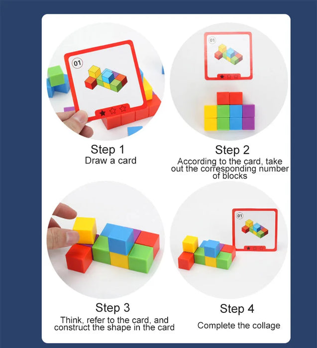 Puzzles de blocs magiques Montessori, jeux de pensée spatiale et logique, blocs à empiler arc-en-ciel, éducation mathématique pour les enfants