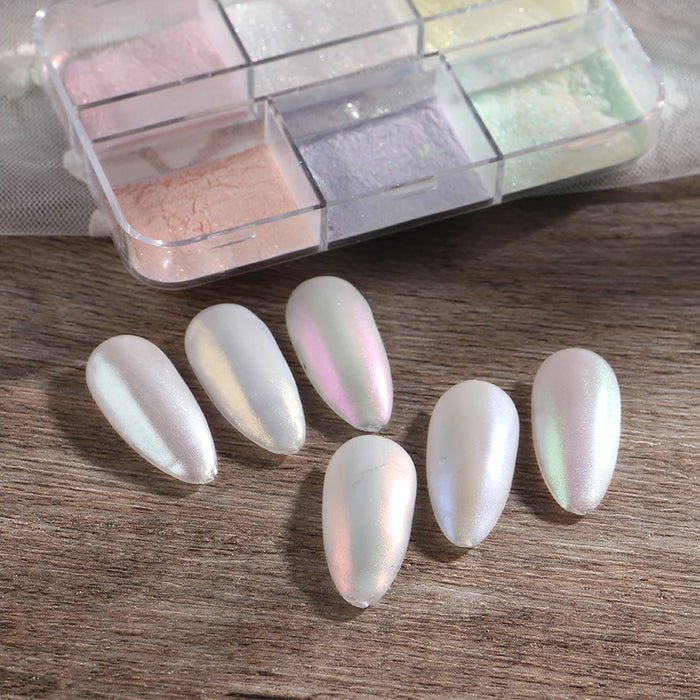 Moonlight Mirror Poudre à Ongles Effet Chrome Métallique Pigment Gel Vernis À Ongles Laser Poussière Étincelante Aurora Shimmer Perle Manucure Déco