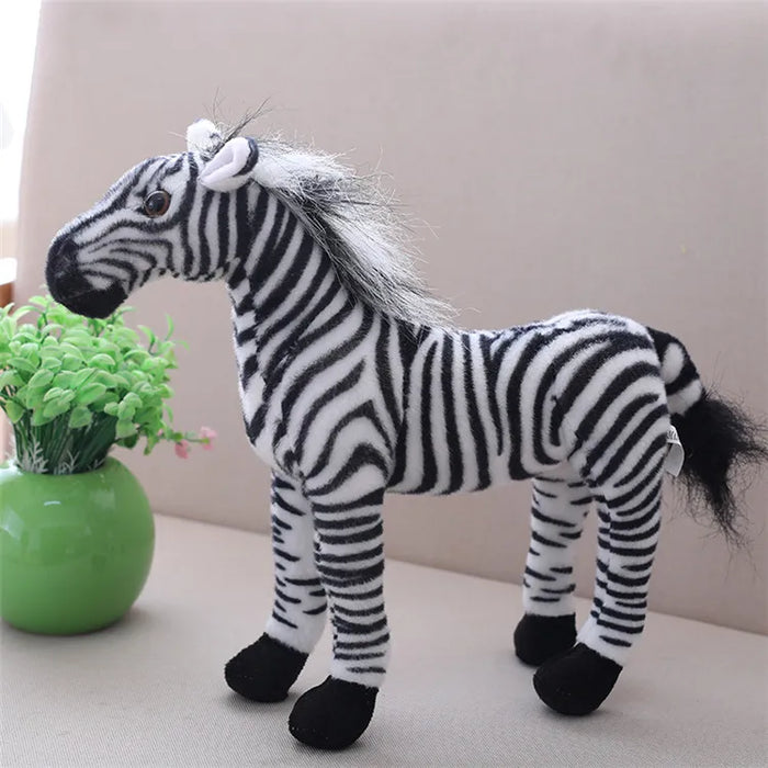 Caballo de peluche realista de 30 cm y animal de peluche de cebra - Juguete acogedor para niños