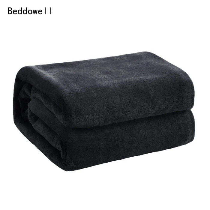 Winter-Fleecedecke aus weichem und flauschigem Material – einfarbig in Blau und Schwarz, perfekt für Sofa und Bett, in mehreren Größen erhältlich