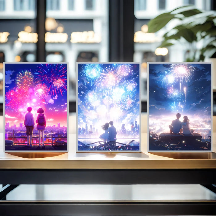 Luz LED nocturna de humor para regalo, lámpara de cómic de pareja de anime, decoración de habitación, lámpara de fuegos artificiales a la luz de la luna, lámpara de noche