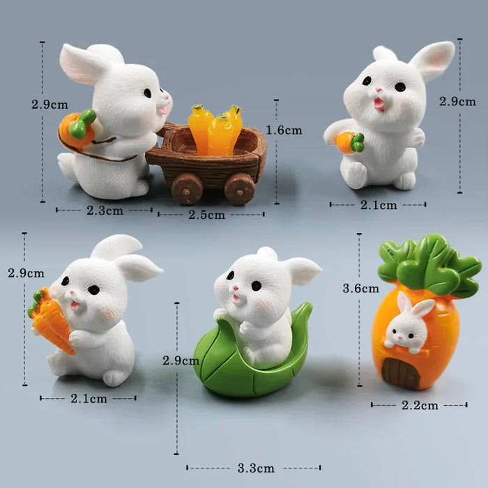 Linda figura de conejito de Pascua para miniaturas de bricolaje: encantadora decoración para el hogar y el jardín, estilo kawaii para jardines de hadas y habitaciones infantiles