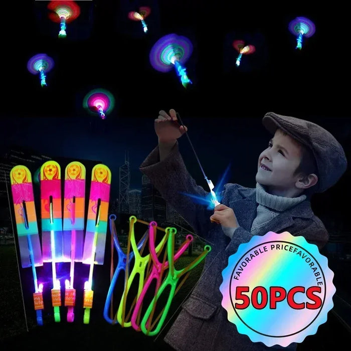 100Pcs Colorful LED Light Flying Arrow Accessories - Fun Helicopter Toys for Party and Entertainment