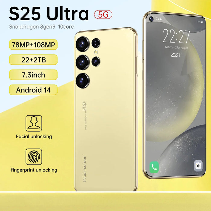 S25 Ultra Neues Smartphone 5G 7,3 Zoll High Definition Android 14 Snapdragon 8gen3 10 Core Dual-SIM-Telefon 7800 mAh entsperrtes Telefon