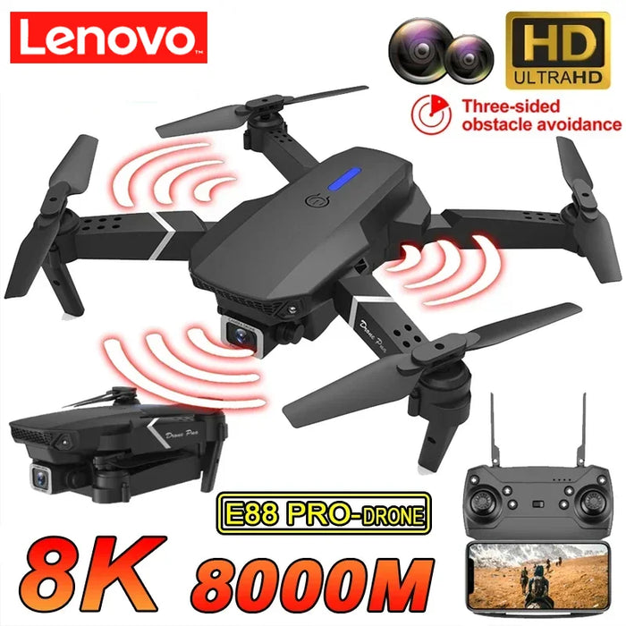 Lenovo E88 Pro Drohne 5G 8K FPV mit Weitwinkel-HD-Kamera, Absturzschutz, Höhenhaltung, faltbare RC-Drohne für Erwachsene und Kinder