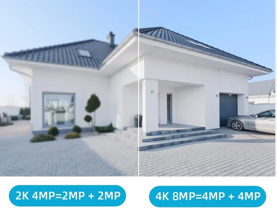 BELIA 8MP 4K WiFi Caméra de surveillance PTZ extérieure à double objectif avec détection humaine AI, zoom numérique 4X et vision nocturne couleur