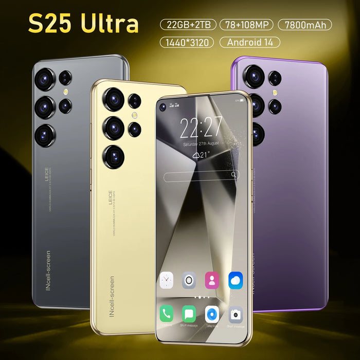 S25 Ultra Neues Smartphone 5G 7,3 Zoll High Definition Android 14 Snapdragon 8gen3 10 Core Dual-SIM-Telefon 7800 mAh entsperrtes Telefon