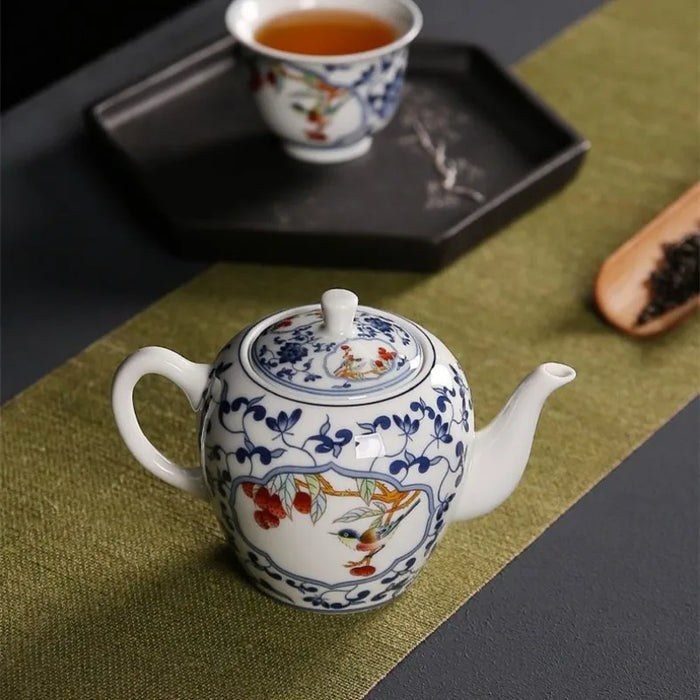 Tetera elegante de estilo chino, juego de té de cerámica, hermosa tetera, vajilla de porcelana azul y blanca, 310ml