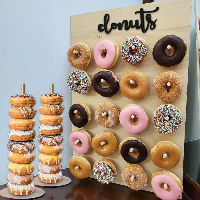 Decoración de Bodas de Madera - Expositor de Donuts para mesa de postres, perfecto para bodas, fiestas infantiles y baby showers