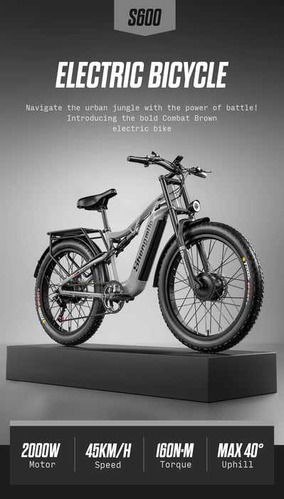 Shengmilo S600 26 Zoll Elektrofahrrad 2000W Motor Fat Bike 48V17.5AH Herren Mountainbike Erwachsene City Bike Ebike