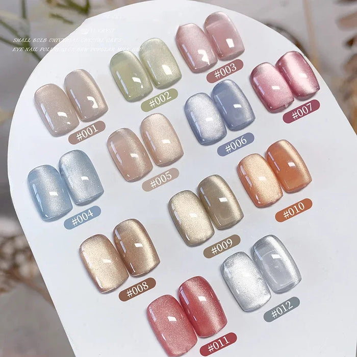 Porcelain White Magnetic Cat Eye Gel Nail Polish in Nude with Sparkling Glitter - Semi-Permanent Soak Off LED UV Gel for Stunning Nail Art