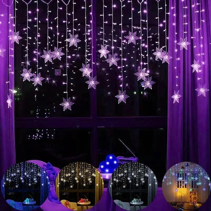 Lumières de flocon de neige LED de 3.5M-rideaux lumineux clignotants pour la décoration et la fête de noël, mariages et vacances imperméables